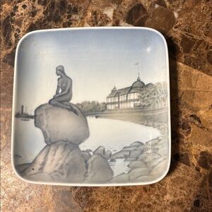 The Little Mermaid Vintage Ceramic Art Plate. Made and purchased in Denmark 1990